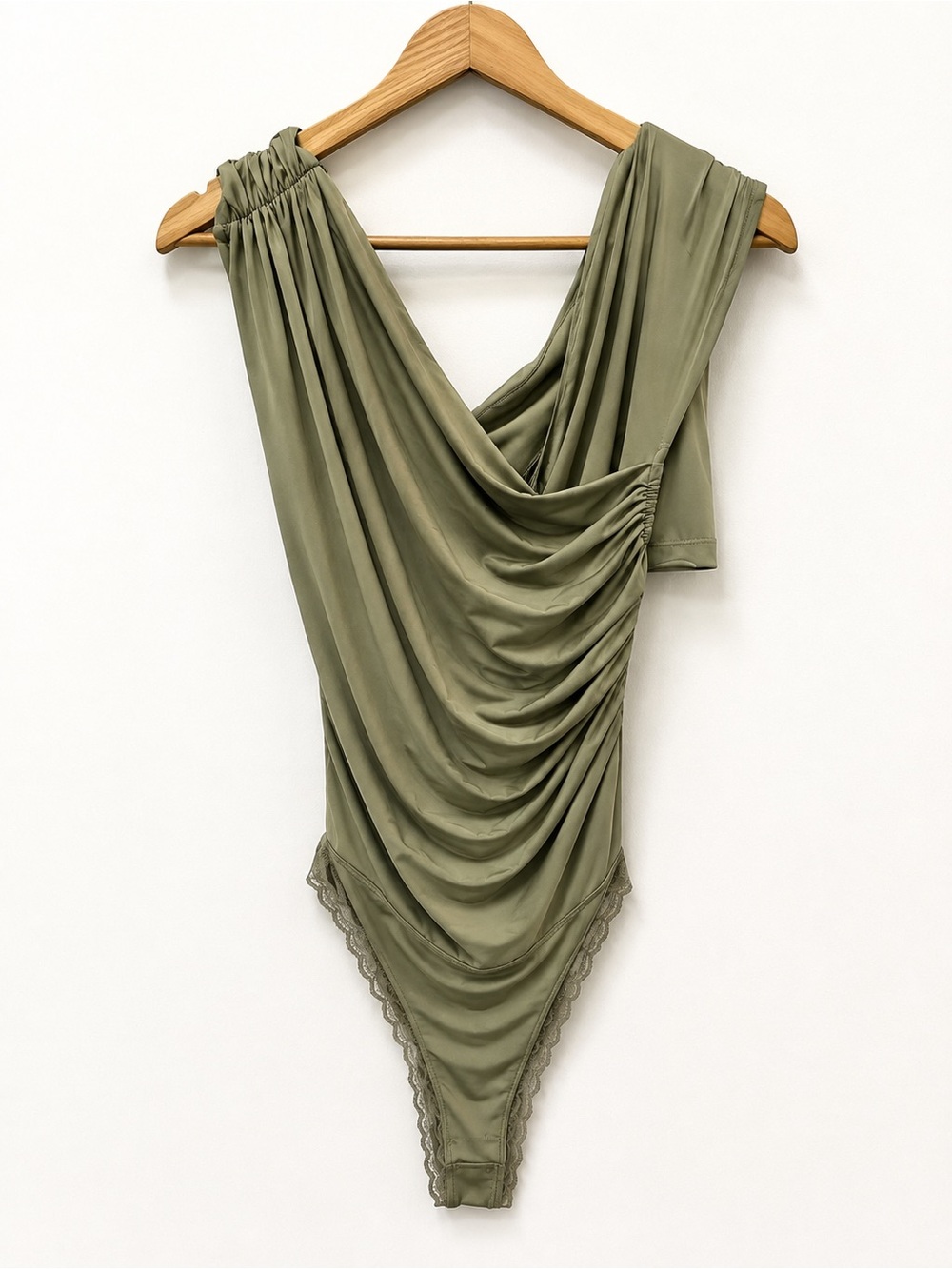 Free People Intimately Free Sage Green Draped Bodysuit Small